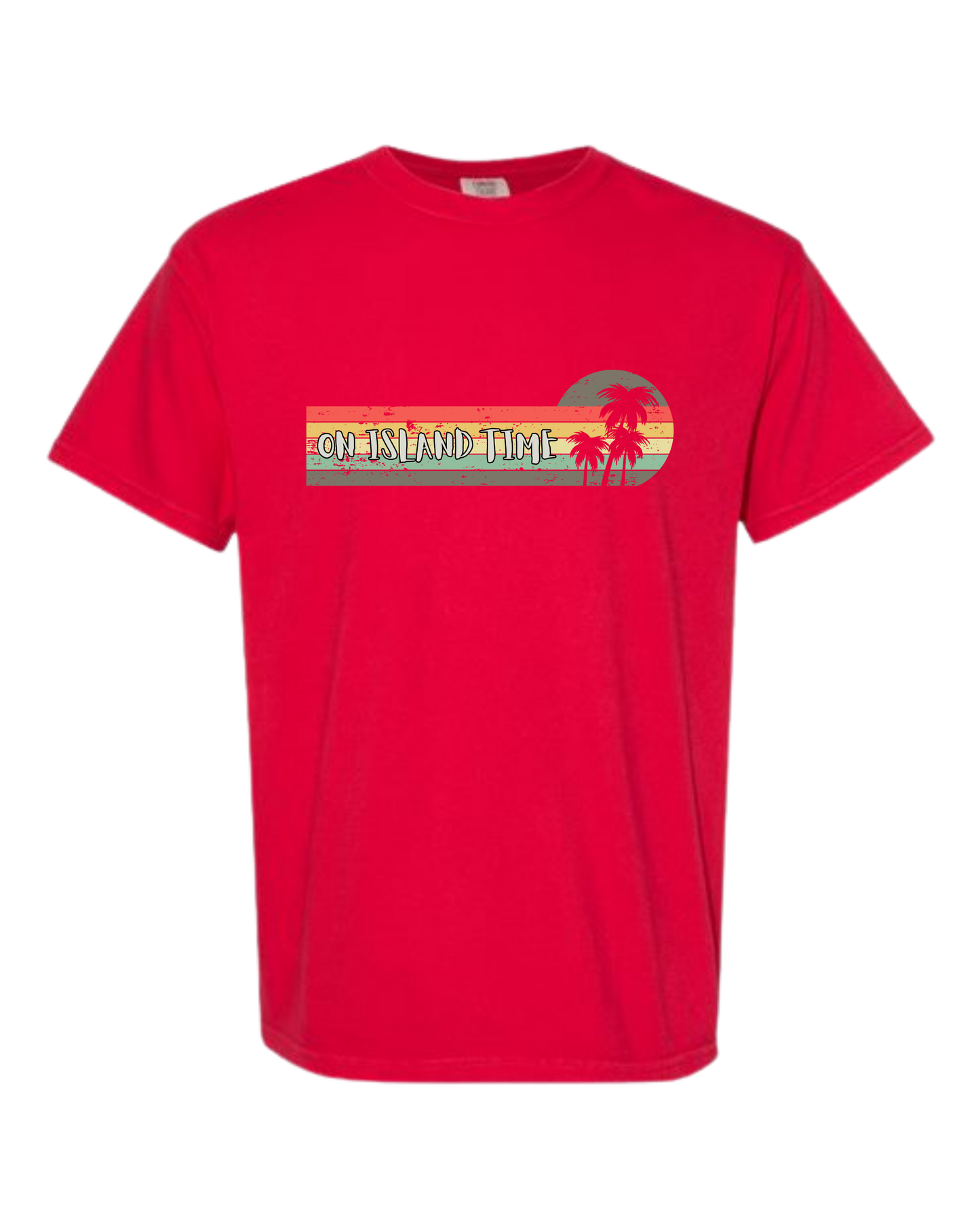 On Island Time - Comfort Colors - Heavyweight Unisex Tee - Yellows, Oranges, Reds