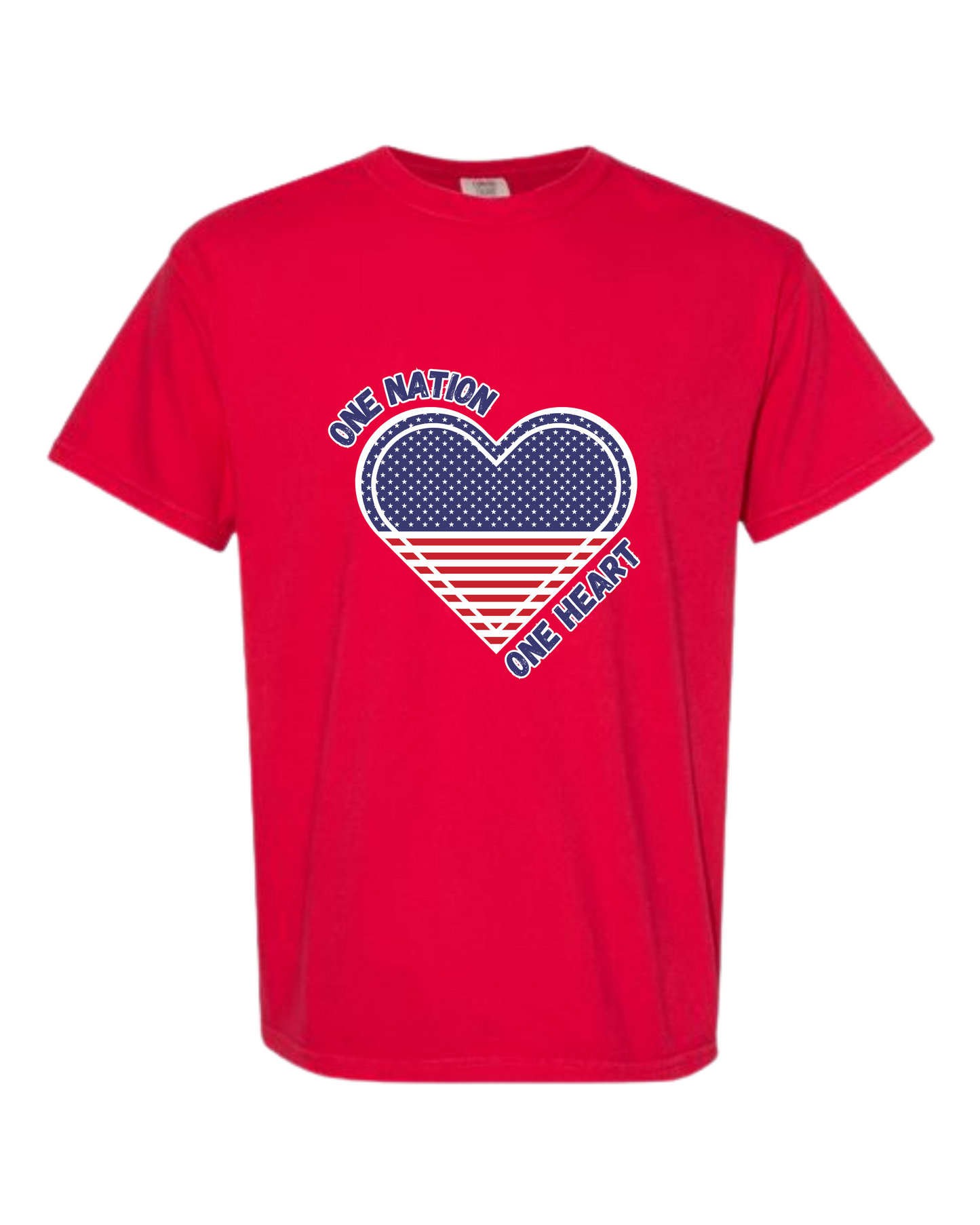 One Nation One Heart - Comfort Colors - Heavyweight Unisex Tee - Yellows, Oranges, Reds