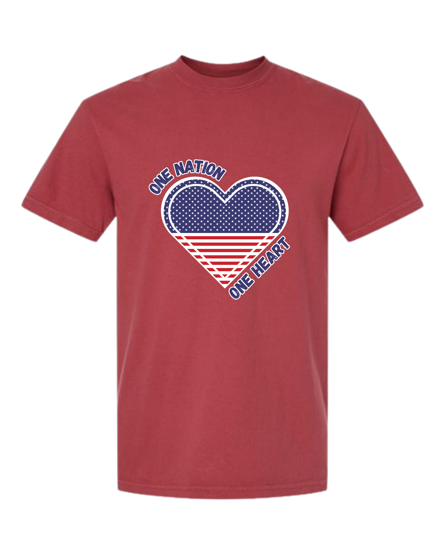 One Nation One Heart - Comfort Colors - Heavyweight Unisex Tee - Yellows, Oranges, Reds