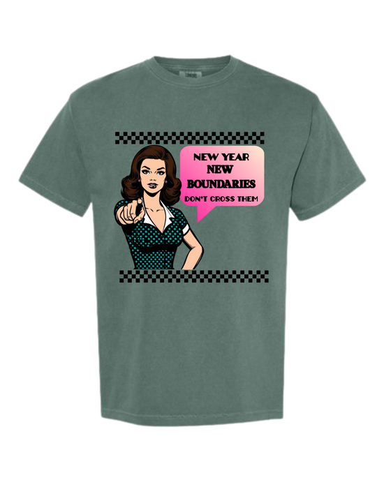 New Year New Boundaries - Comfort Colors - Heavyweight Unisex Tee - Greens