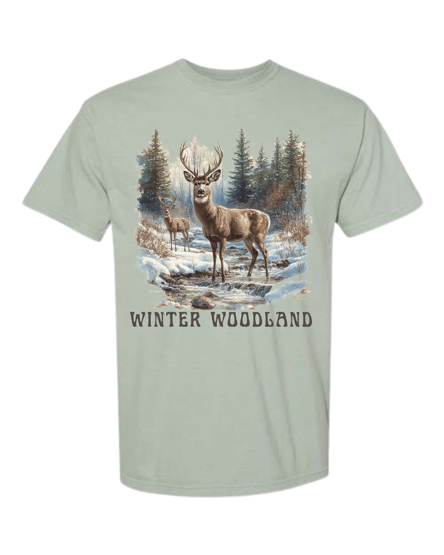 Winter Woodland - Comfort Colors - Heavyweight Unisex Tee - Greens