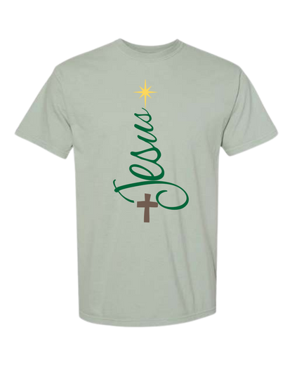 Jesus Tree - Comfort Colors - Heavyweight Unisex Tee - Greens