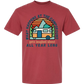 What Happens At The Campground - Comfort Colors - Heavyweight Unisex Tee - Yellows, Oranges, Reds