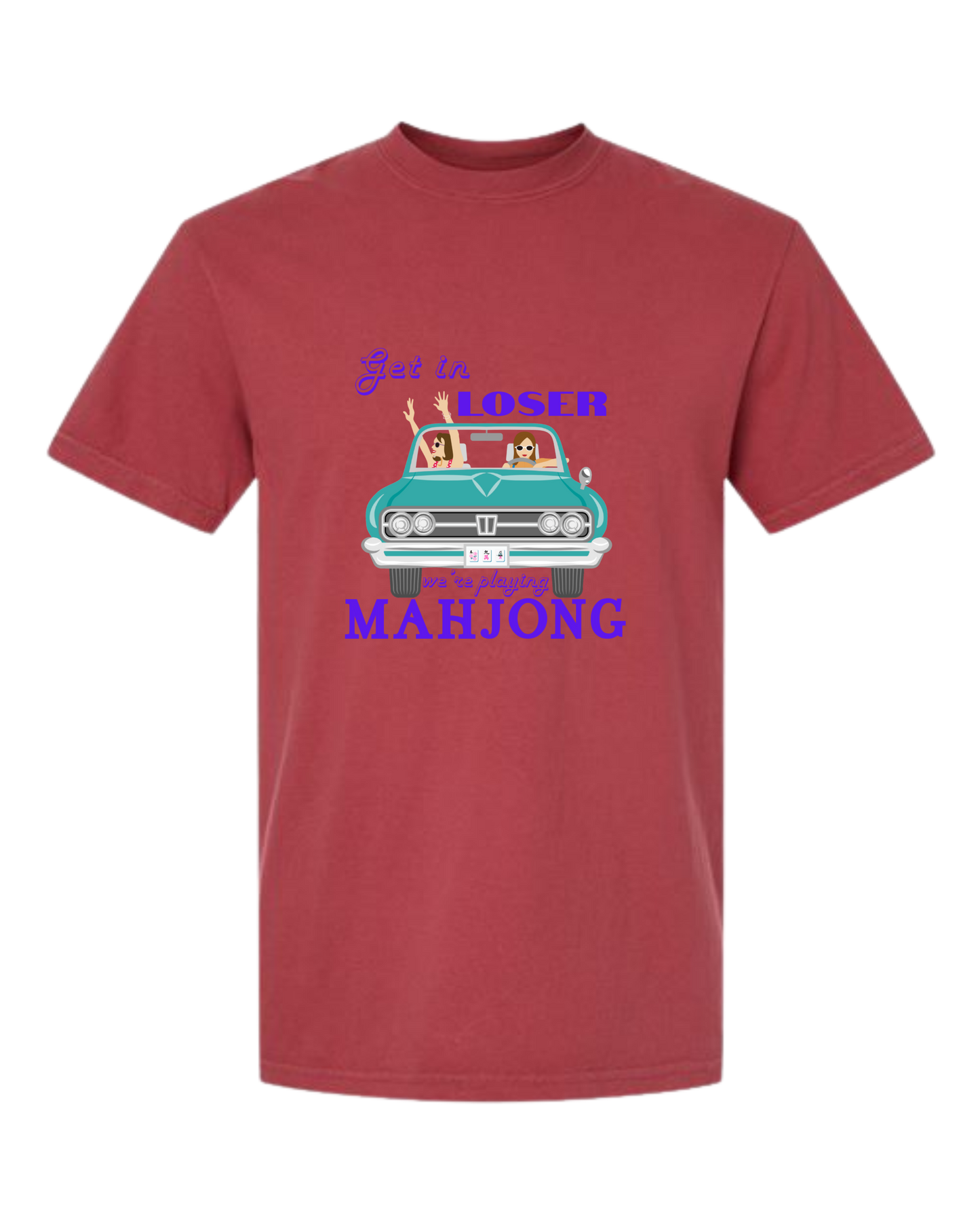 Get in Loser We're Playing Mahjong - Comfort Colors - Heavyweight Unisex Tee - Yellows, Oranges, Reds