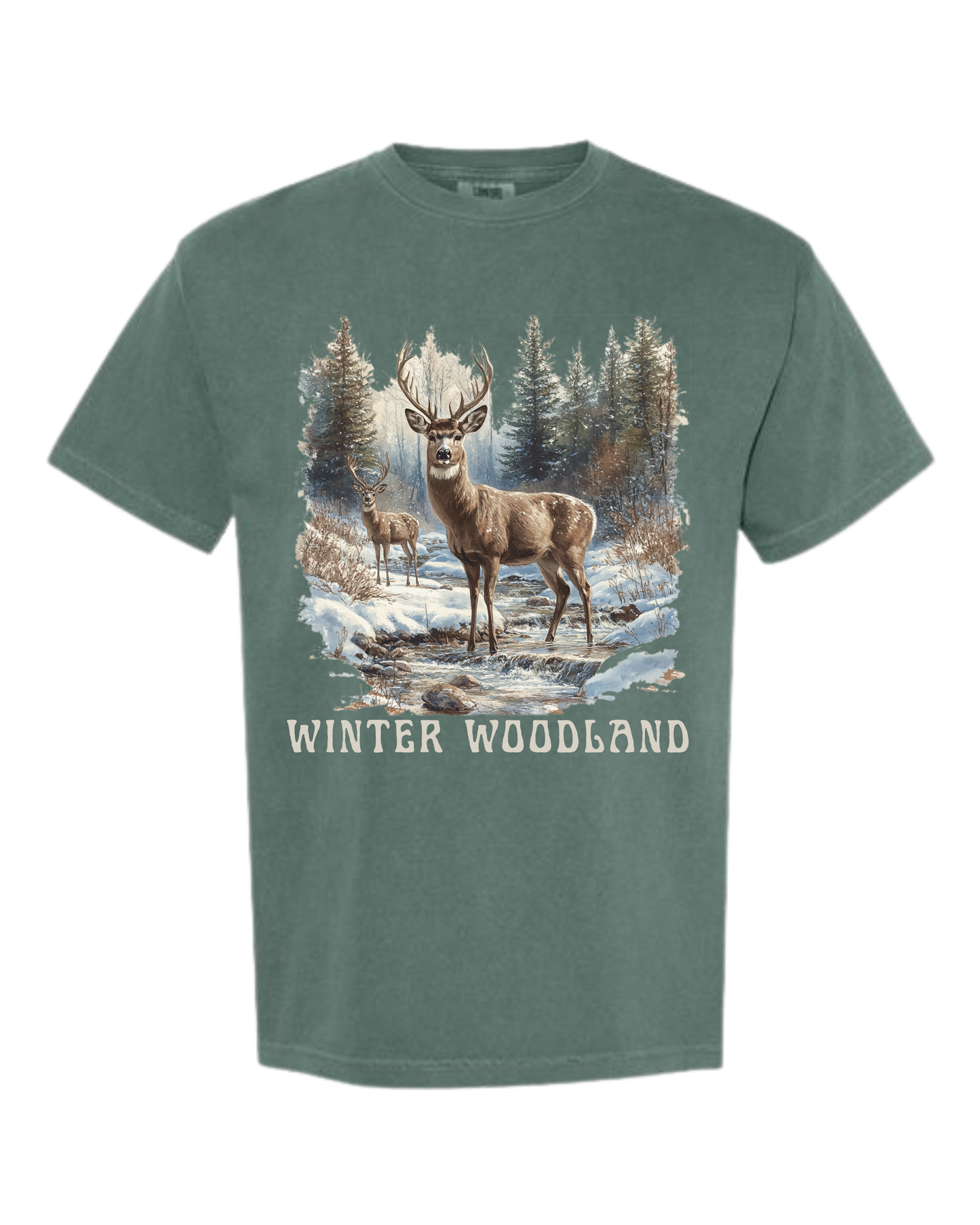 Winter Woodland - Comfort Colors - Heavyweight Unisex Tee - Greens