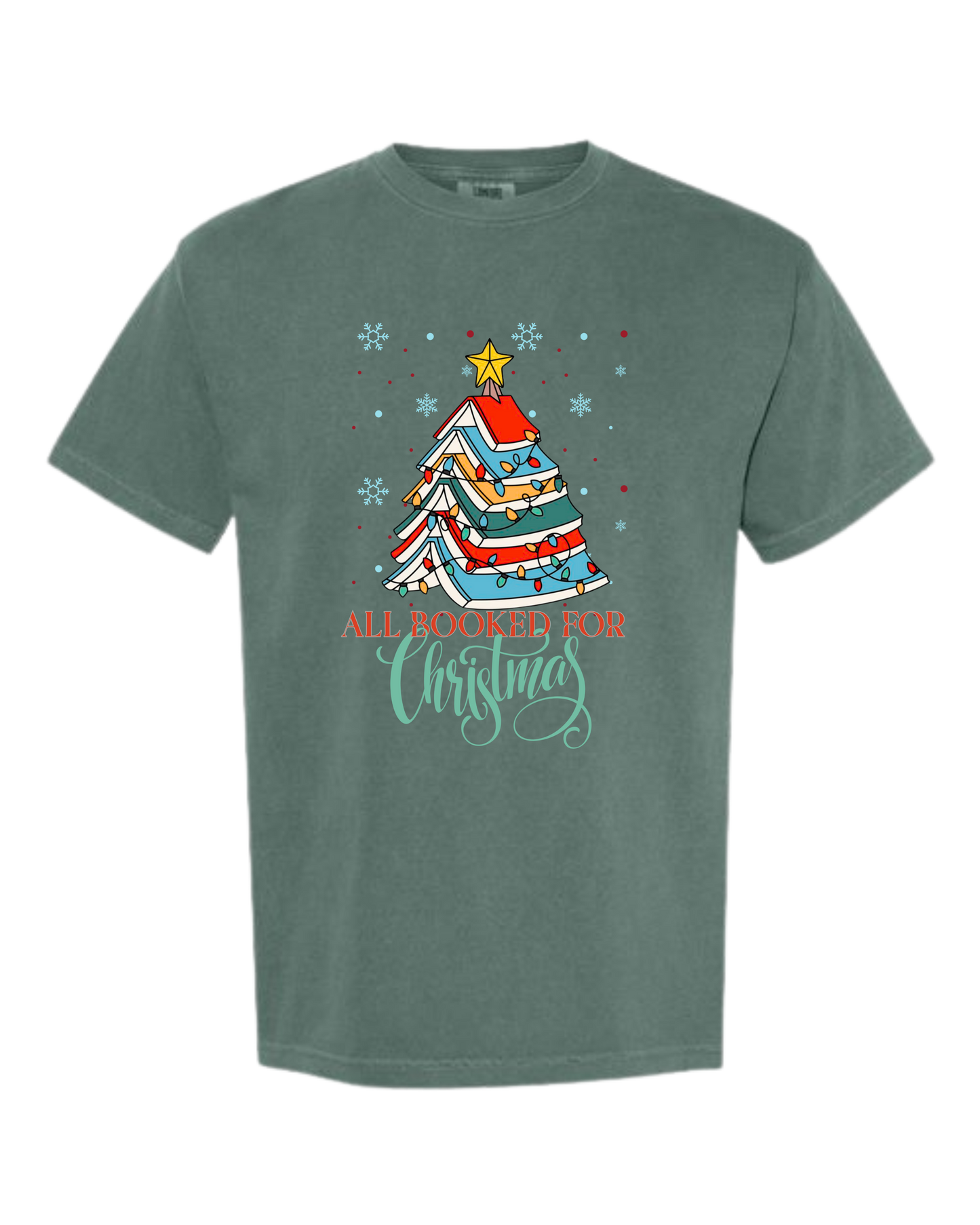 All Booked For Christmas - Comfort Colors - Heavyweight Unisex Tee - Greens