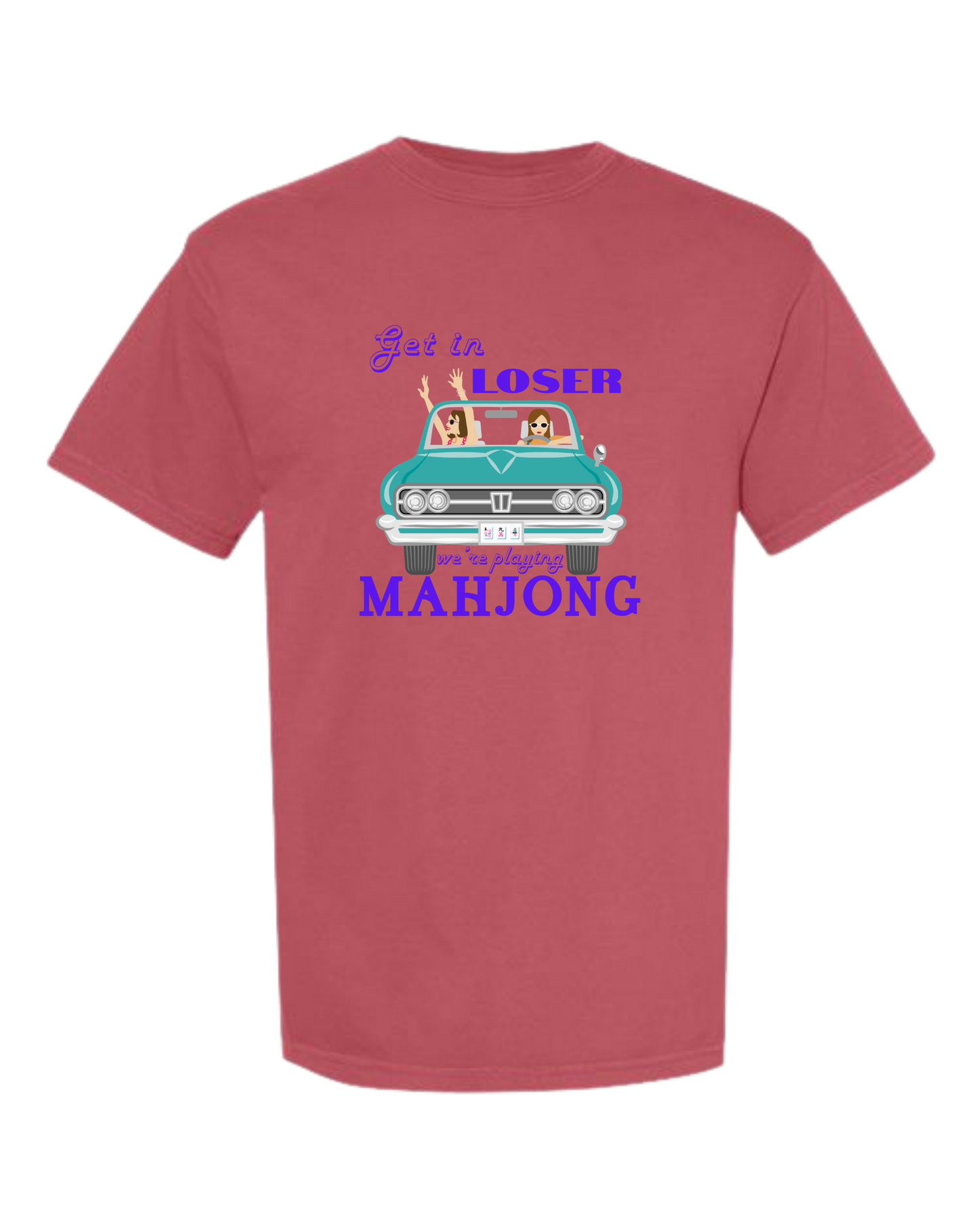 Get in Loser We're Playing Mahjong - Comfort Colors - Heavyweight Unisex Tee - Yellows, Oranges, Reds