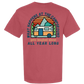What Happens At The Campground - Comfort Colors - Heavyweight Unisex Tee - Yellows, Oranges, Reds