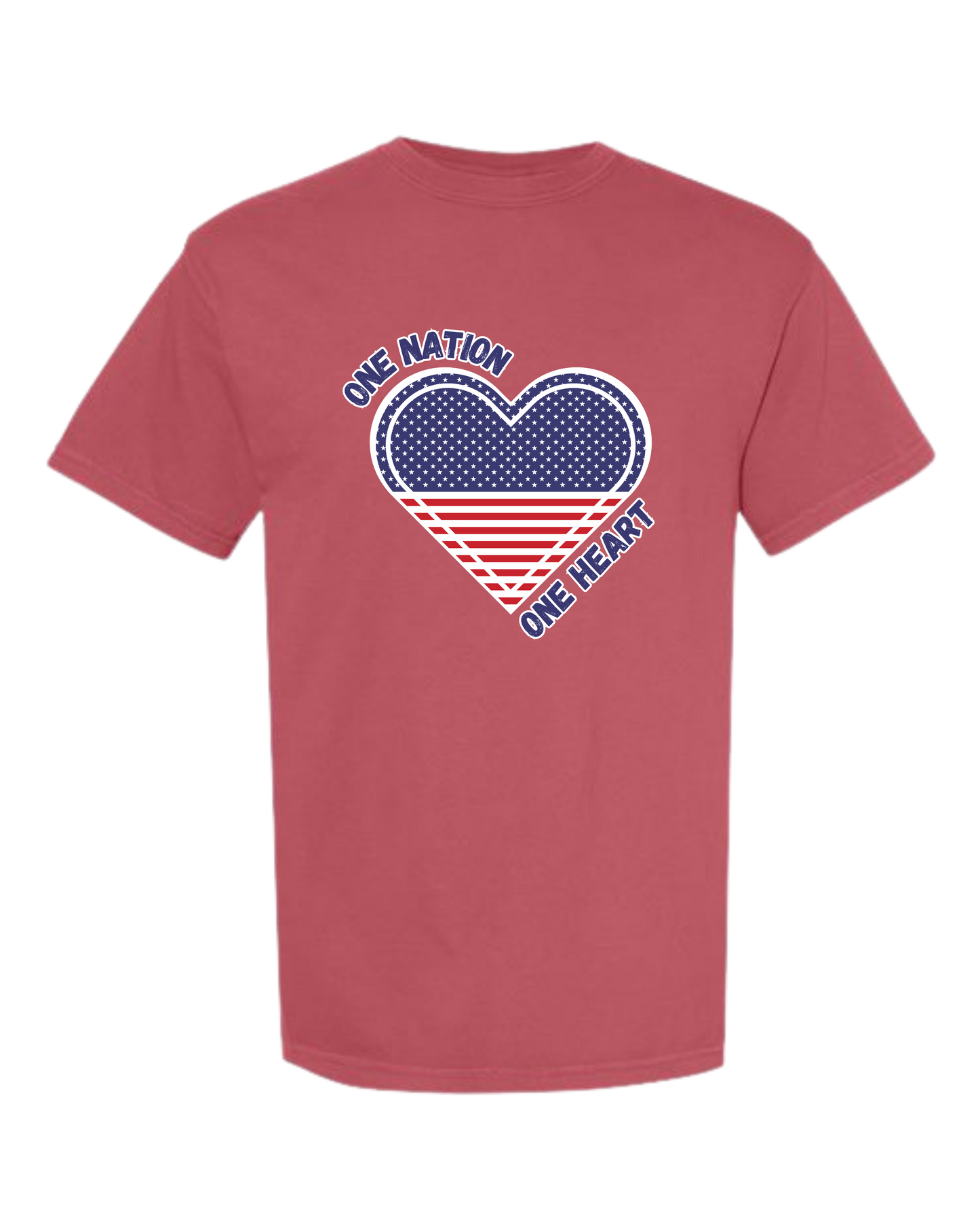 One Nation One Heart - Comfort Colors - Heavyweight Unisex Tee - Yellows, Oranges, Reds