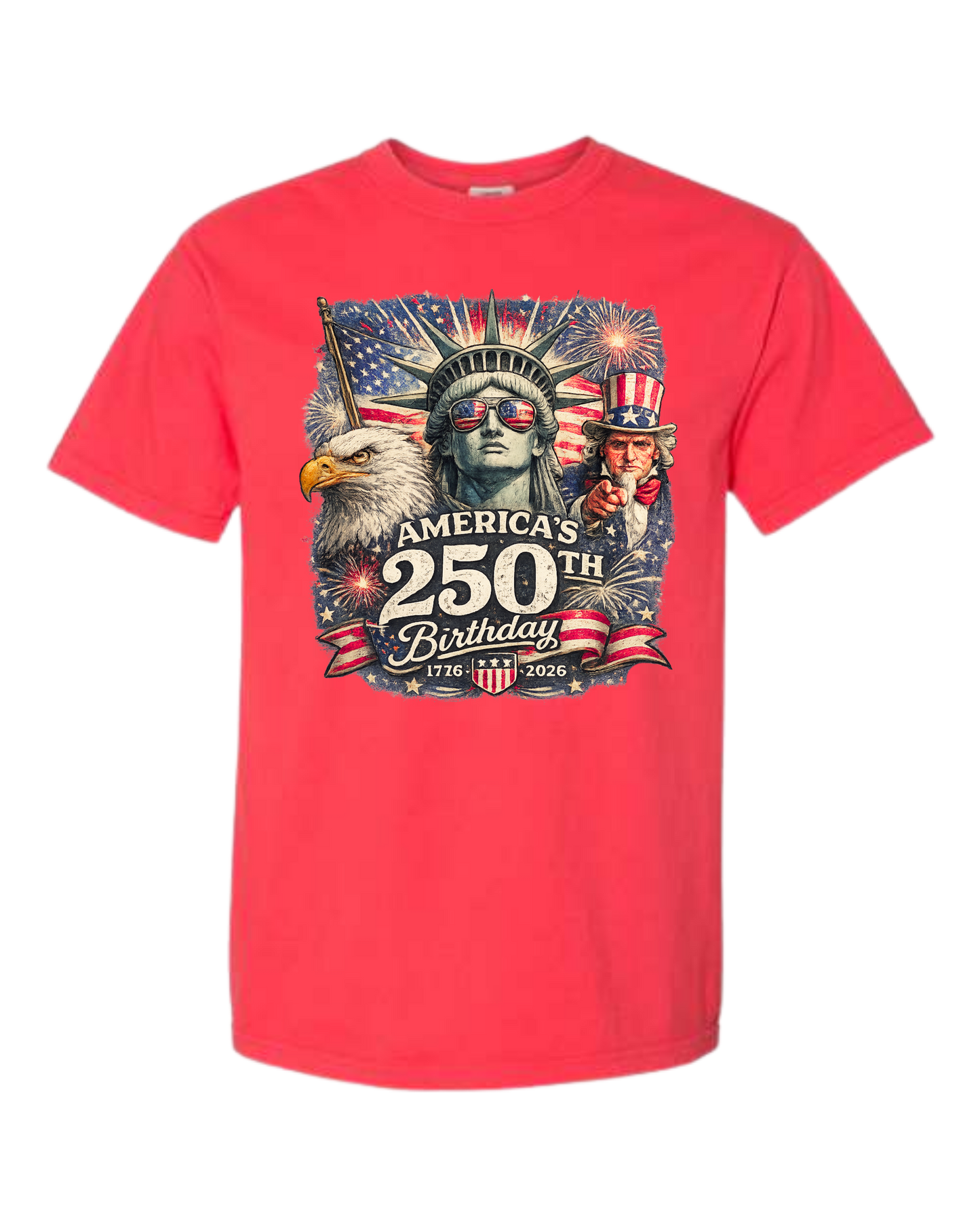 America's 250th Birthday - Comfort Colors - Heavyweight Unisex Tee - Yellows, Oranges, Reds