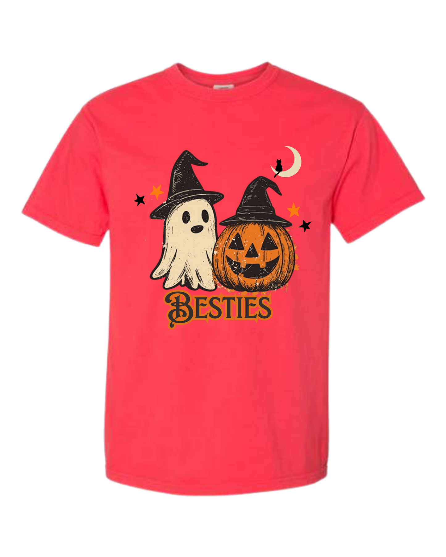 Halloween Besties - Comfort Colors - Heavyweight Unisex Tee - Yellows, Oranges, Reds
