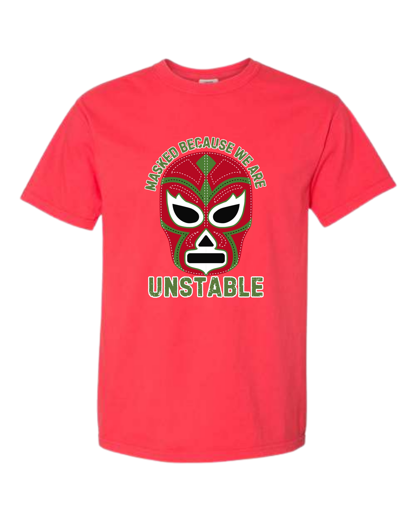 Masked Because We Are Unstable - Comfort Colors - Heavyweight Unisex Tee - Yellows, Oranges, Reds