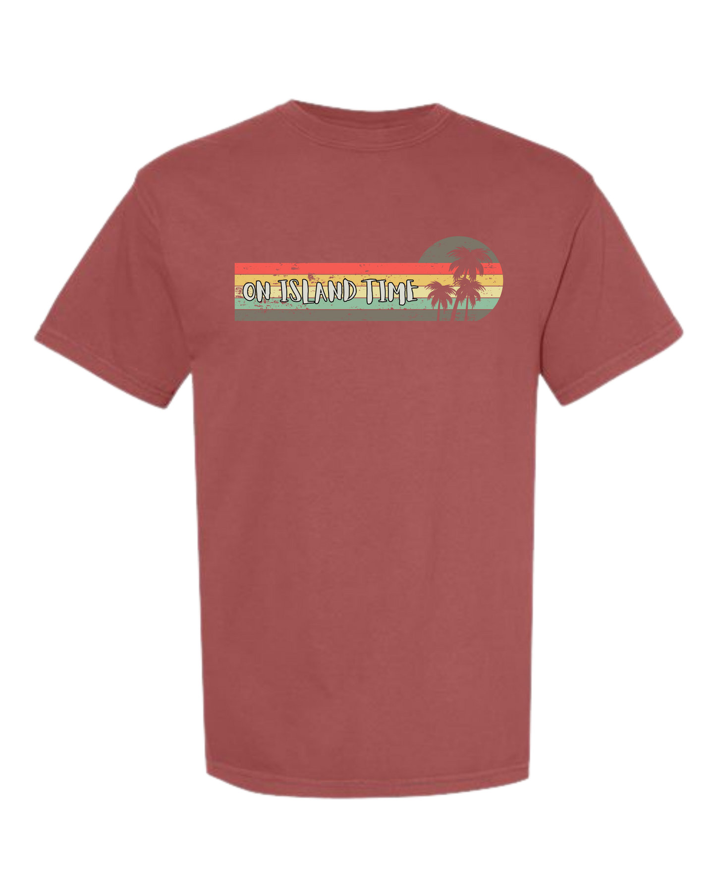 On Island Time - Comfort Colors - Heavyweight Unisex Tee - Yellows, Oranges, Reds