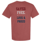 Saved. Free. Loud & Proud - Comfort Colors - Heavyweight Unisex Tee - Yellows, Oranges, Reds