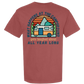 What Happens At The Campground - Comfort Colors - Heavyweight Unisex Tee - Yellows, Oranges, Reds