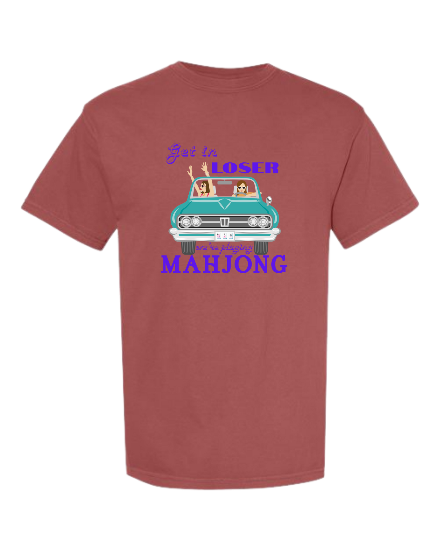 Get in Loser We're Playing Mahjong - Comfort Colors - Heavyweight Unisex Tee - Yellows, Oranges, Reds