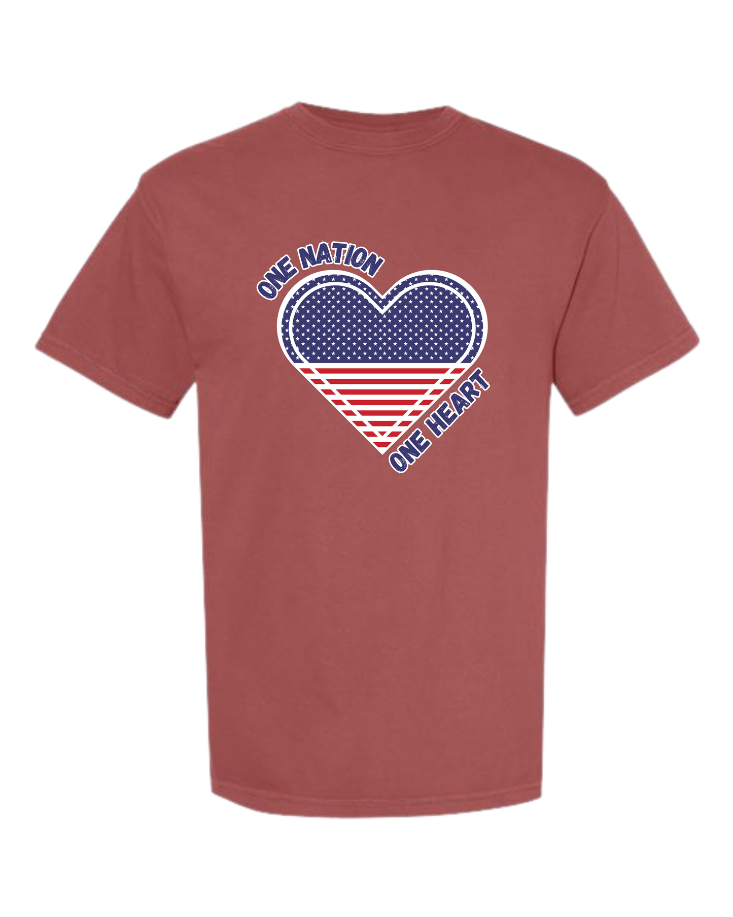 One Nation One Heart - Comfort Colors - Heavyweight Unisex Tee - Yellows, Oranges, Reds