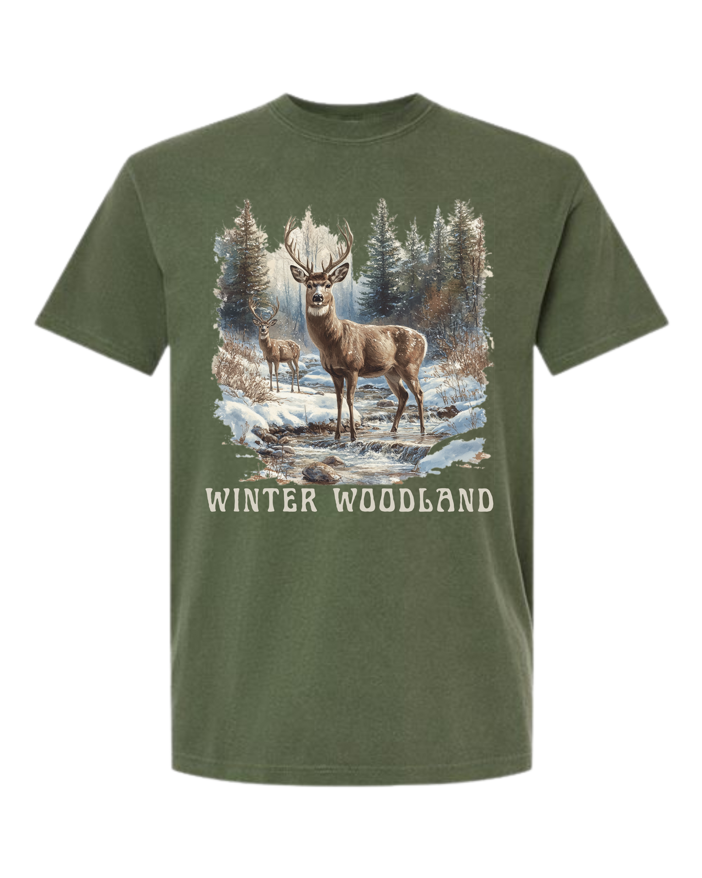 Winter Woodland - Comfort Colors - Heavyweight Unisex Tee - Greens