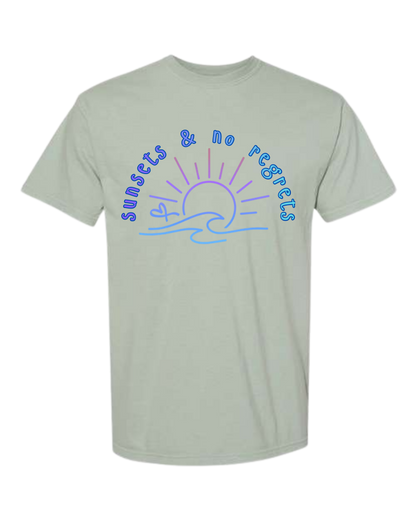 Sunsets & No Regrets - Comfort Colors - Heavyweight Unisex Tee - Greens