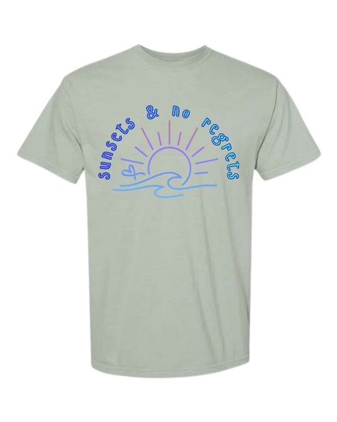Sunsets & No Regrets - Comfort Colors - Heavyweight Unisex Tee - Greens