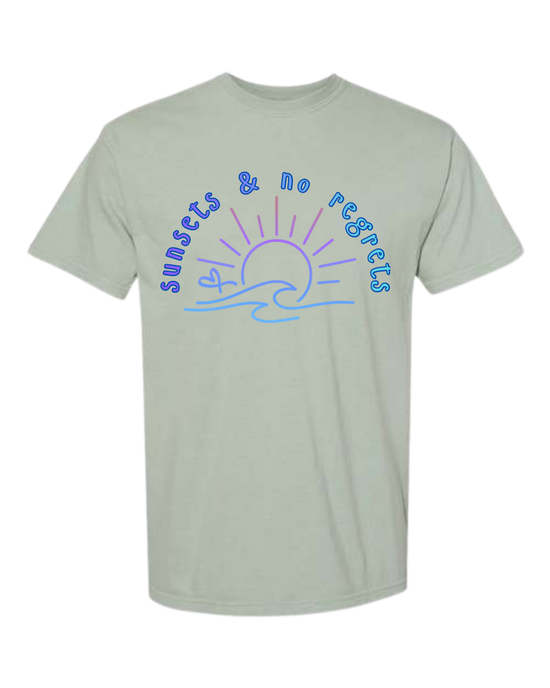Sunsets & No Regrets - Comfort Colors - Heavyweight Unisex Tee - Greens