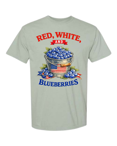 Red, White, And Blueberries - Comfort Colors - Heavyweight Unisex Tee - Greens