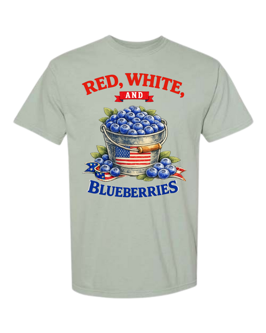Red, White, And Blueberries - Comfort Colors - Heavyweight Unisex Tee - Greens