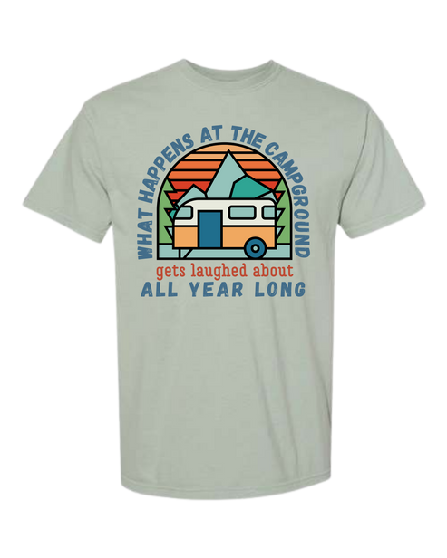 What Happens At The Campground - Comfort Colors - Heavyweight Unisex Tee - Greens