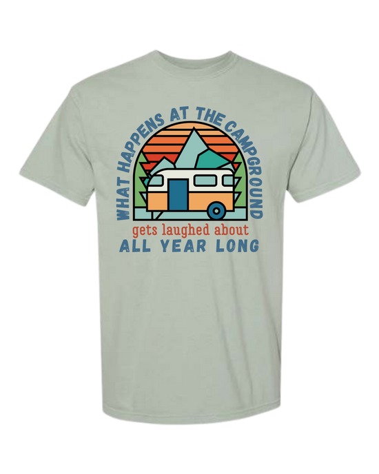 What Happens At The Campground - Comfort Colors - Heavyweight Unisex Tee - Greens