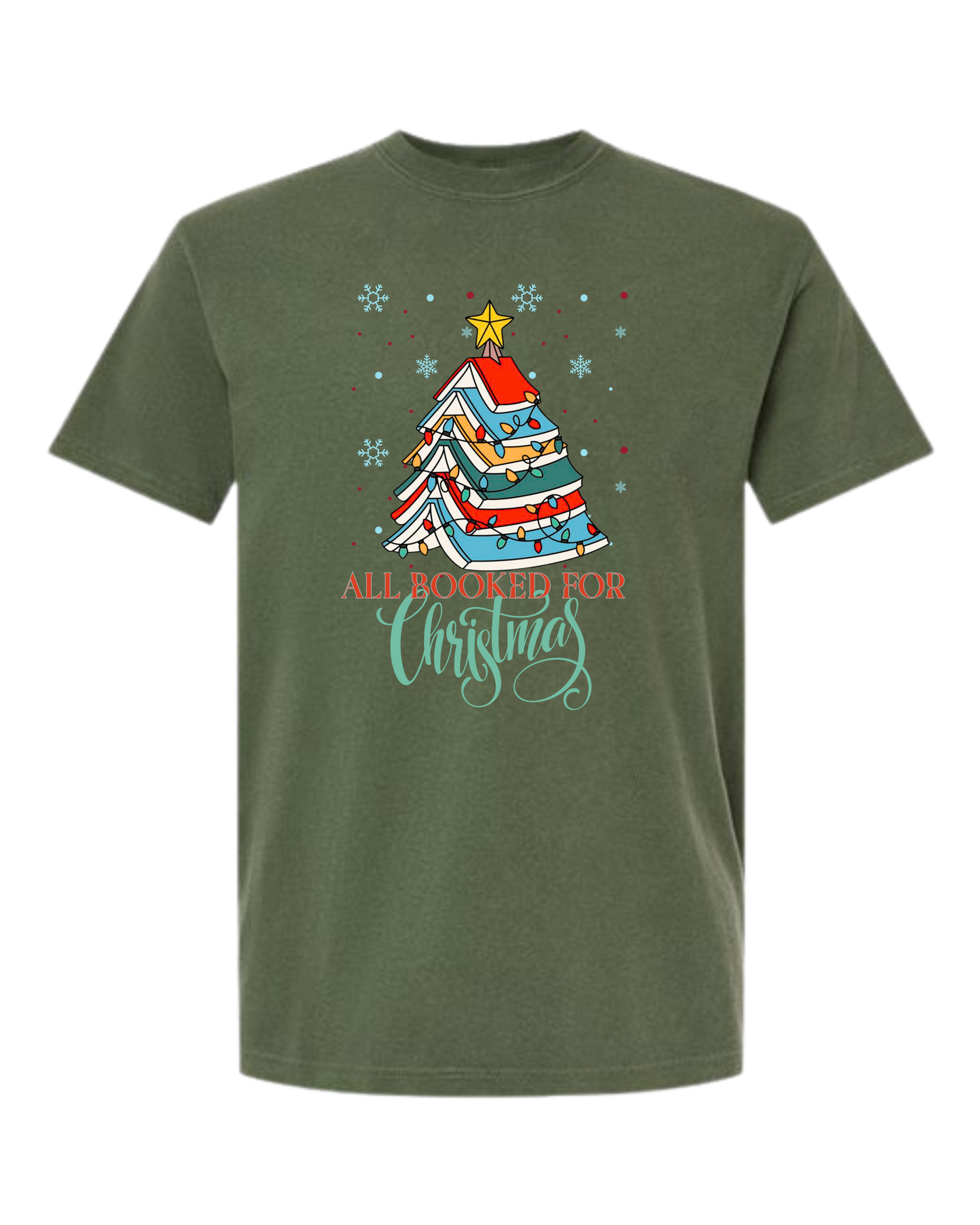 All Booked For Christmas - Comfort Colors - Heavyweight Unisex Tee - Greens