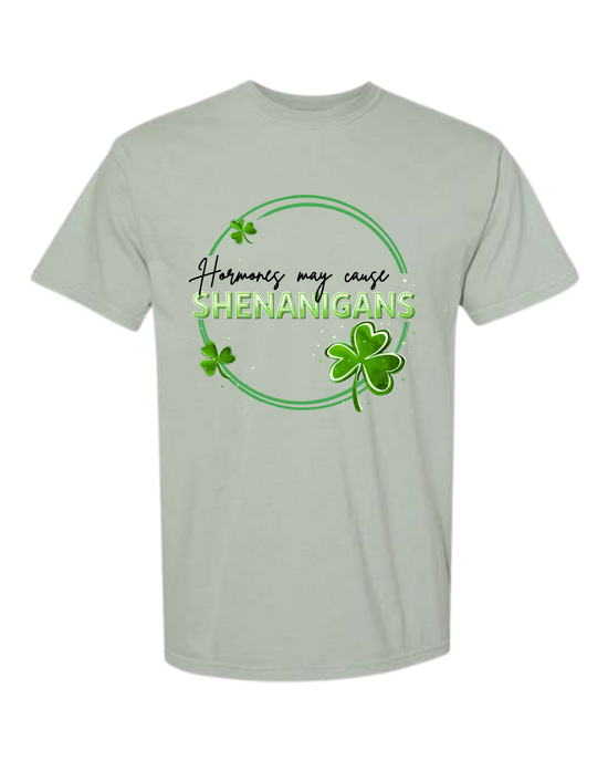 Hormones May Cause Shenanigans - Comfort Colors - Heavyweight Unisex Tee - Greens