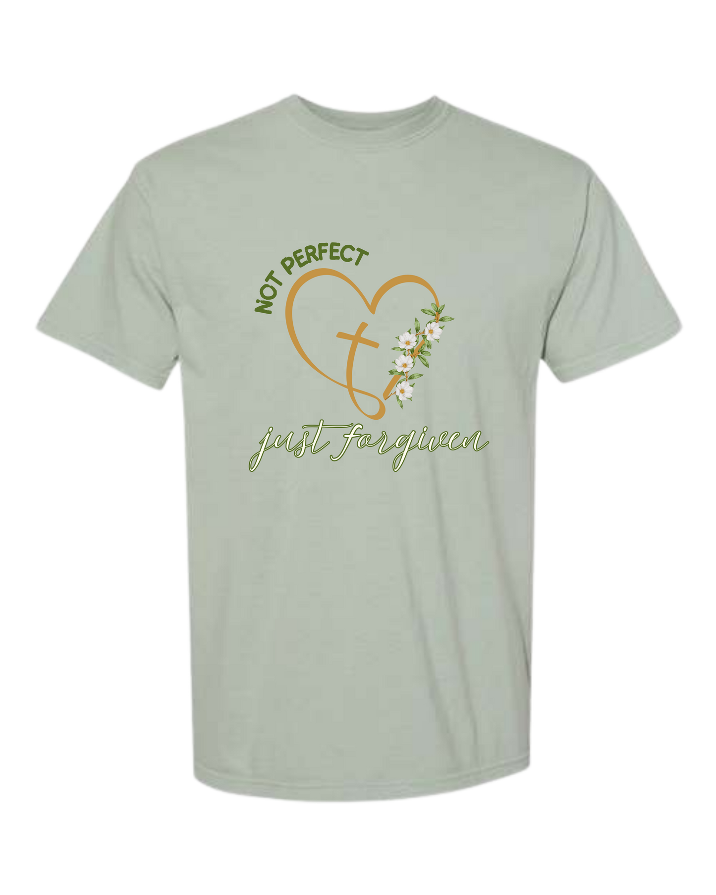 Not Perfect Just Forgiven - Comfort Colors - Heavyweight Unisex Tee - Greens
