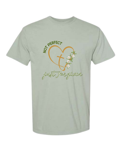 Not Perfect Just Forgiven - Comfort Colors - Heavyweight Unisex Tee - Greens