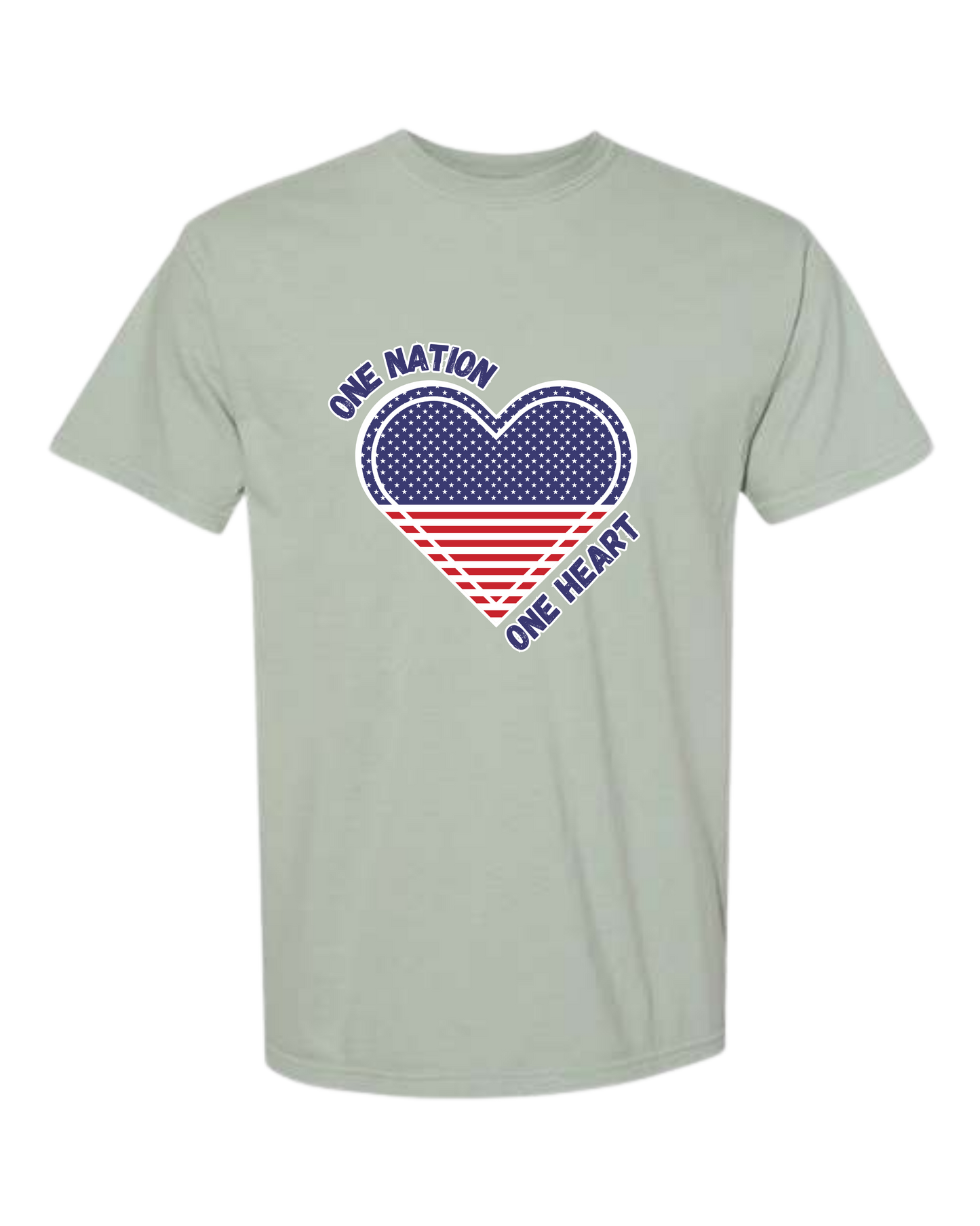 One Nation One Heart - Comfort Colors - Heavyweight Unisex Tee - Greens