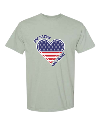One Nation One Heart - Comfort Colors - Heavyweight Unisex Tee - Greens