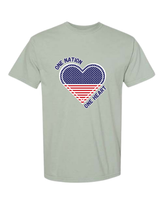 One Nation One Heart - Comfort Colors - Heavyweight Unisex Tee - Greens