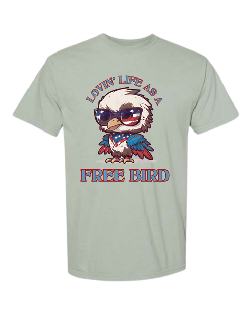 Lovin' Life as a Free Bird - Comfort Colors - Heavyweight Unisex Tee - Greens