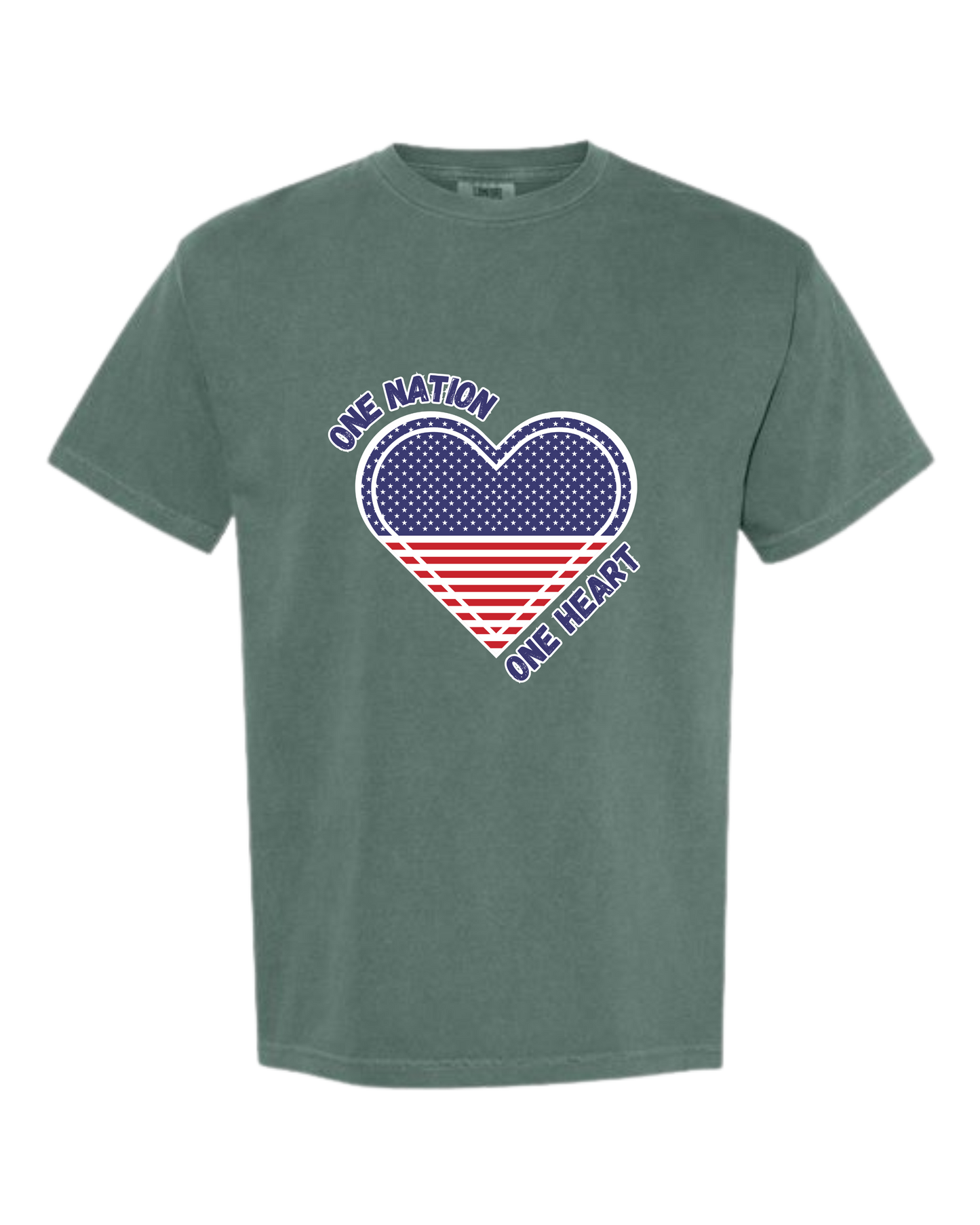 One Nation One Heart - Comfort Colors - Heavyweight Unisex Tee - Greens