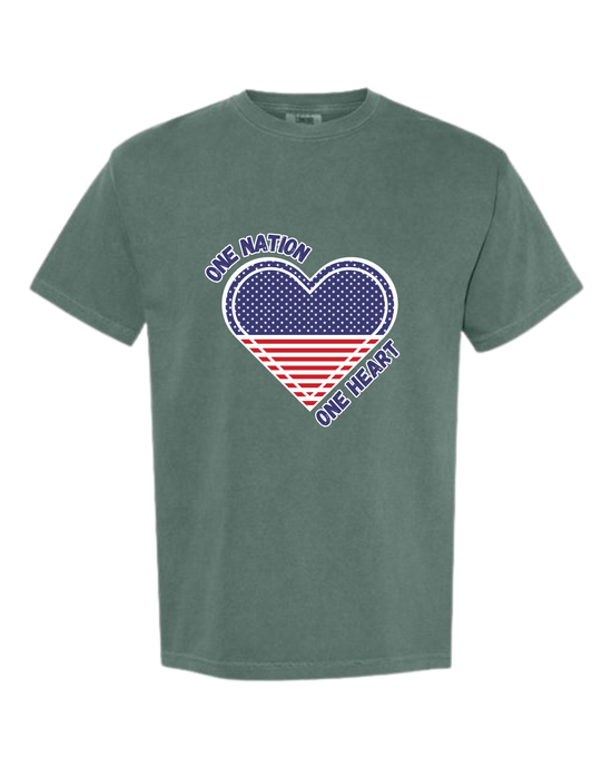 One Nation One Heart - Comfort Colors - Heavyweight Unisex Tee - Greens