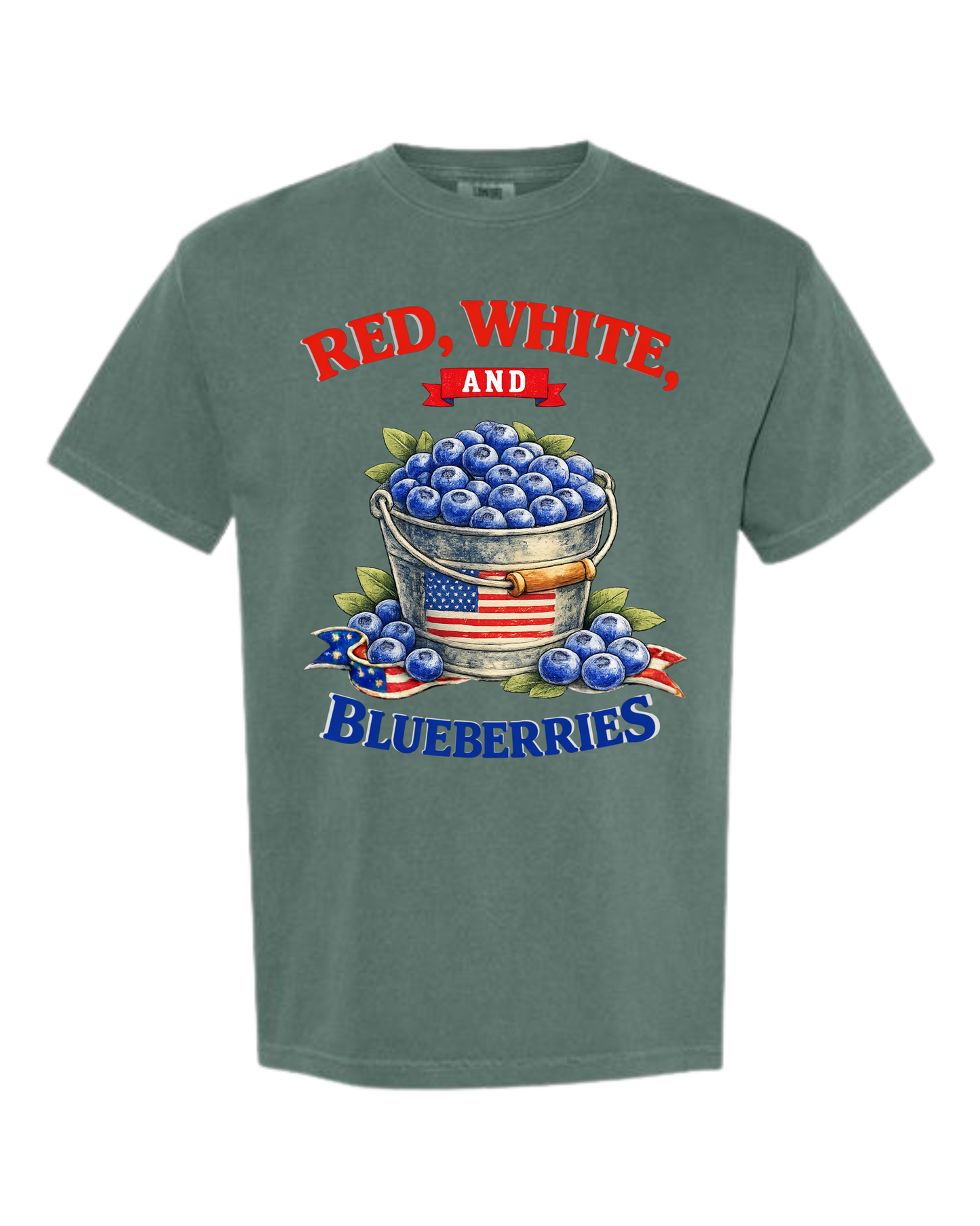 Red, White, And Blueberries - Comfort Colors - Heavyweight Unisex Tee - Greens