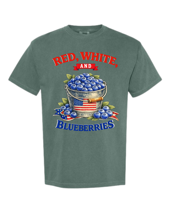 Red, White, And Blueberries - Comfort Colors - Heavyweight Unisex Tee - Greens