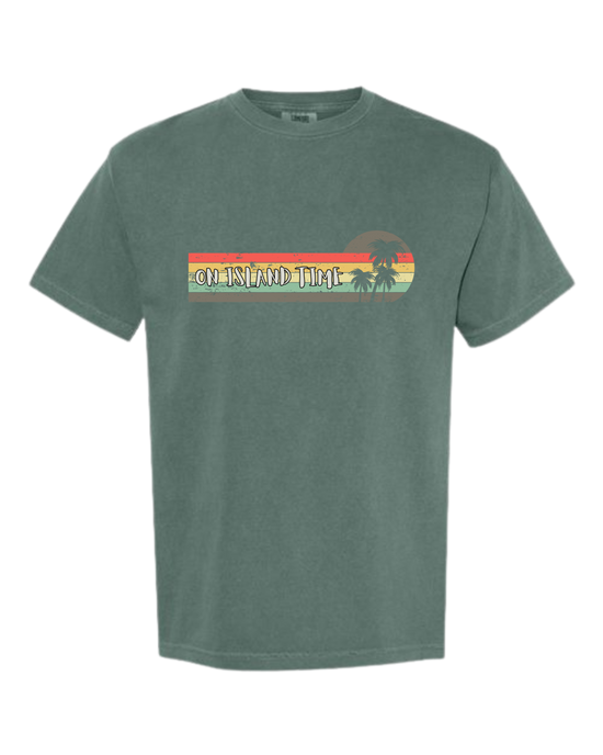 On Island Time - Comfort Colors - Heavyweight Unisex Tee - Greens