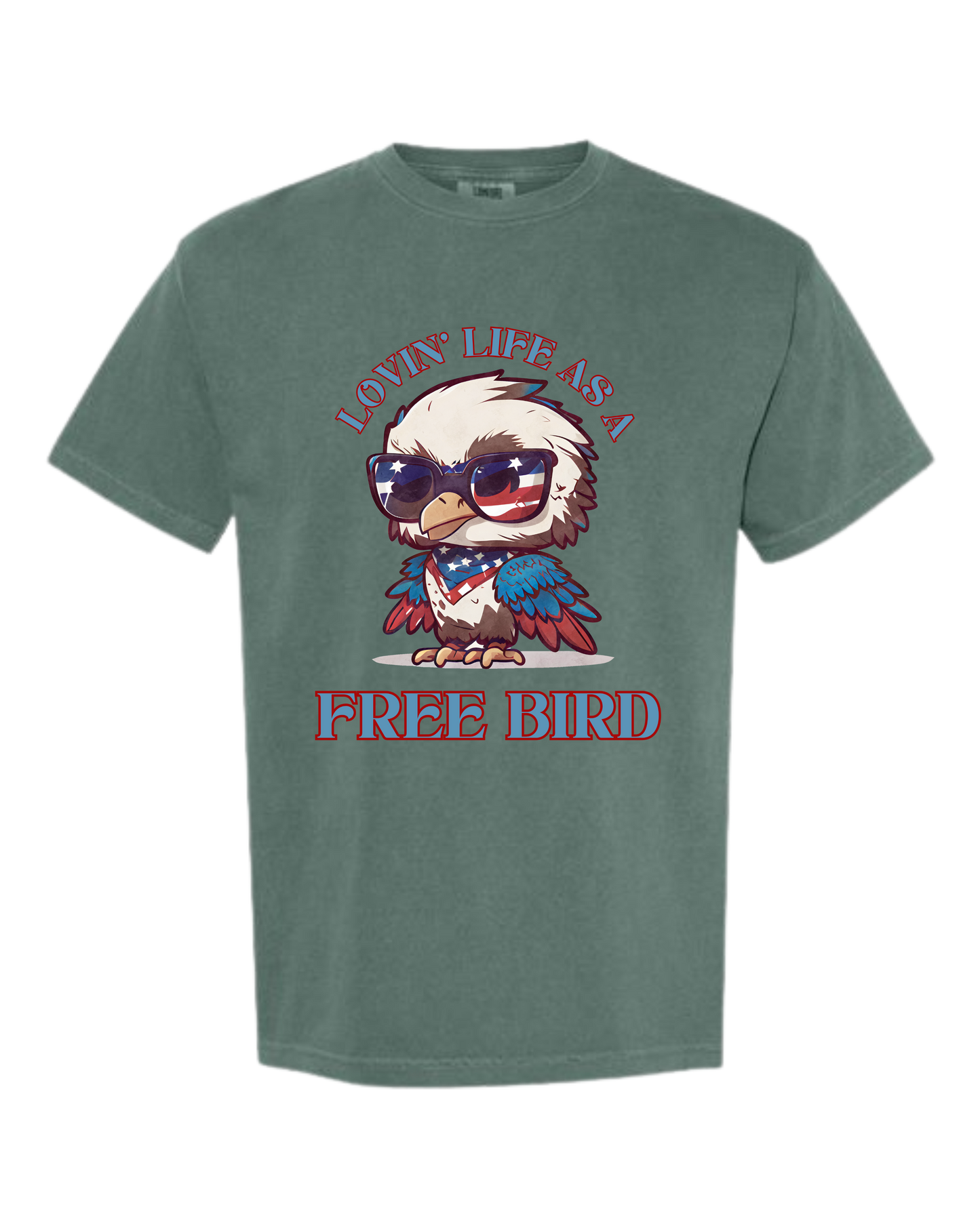 Lovin' Life as a Free Bird - Comfort Colors - Heavyweight Unisex Tee - Greens