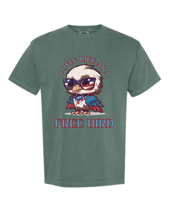 Lovin' Life as a Free Bird - Comfort Colors - Heavyweight Unisex Tee - Greens