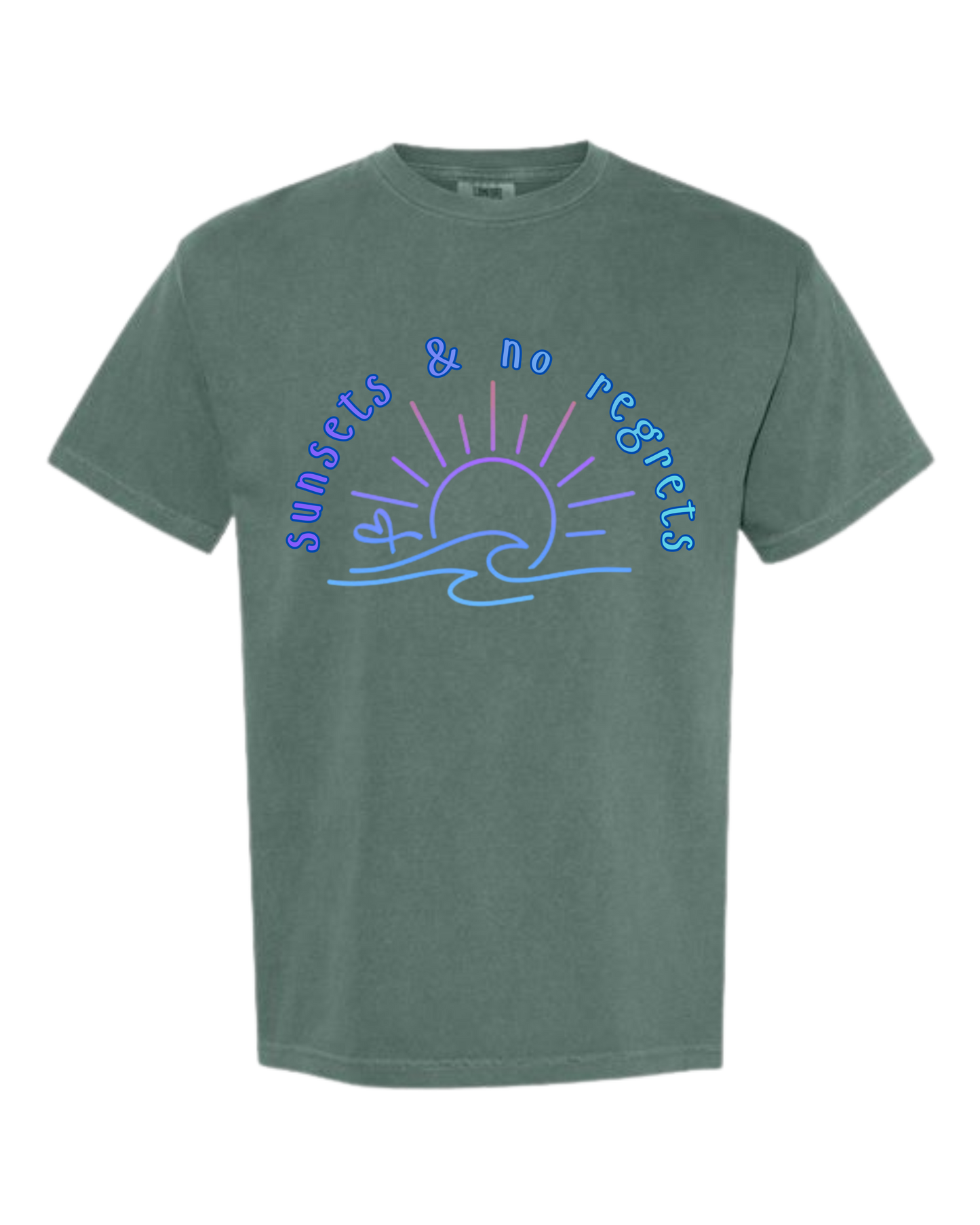 Sunsets & No Regrets - Comfort Colors - Heavyweight Unisex Tee - Greens