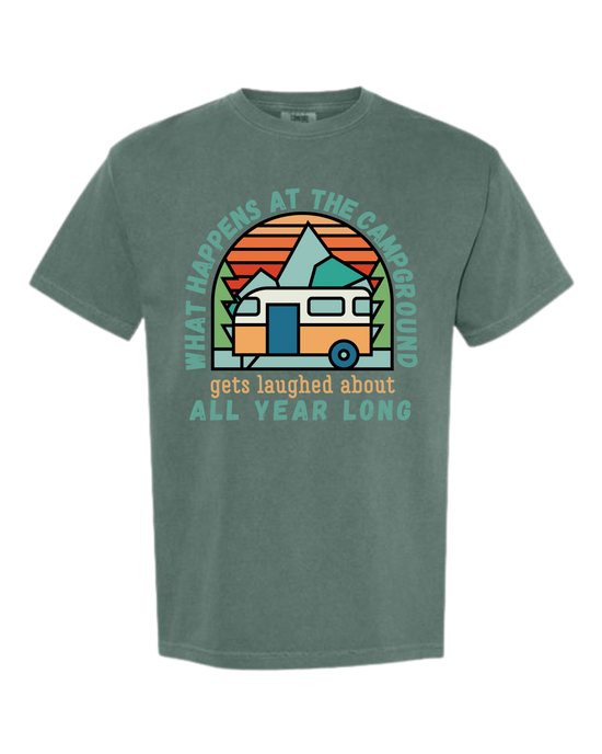 What Happens At The Campground - Comfort Colors - Heavyweight Unisex Tee - Greens