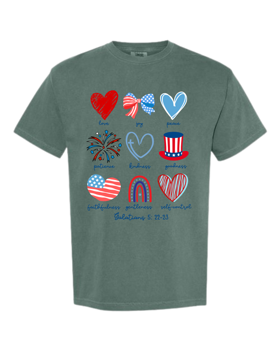Galatians 5 - Patriotic - Comfort Colors - Heavyweight Unisex Tee - Greens