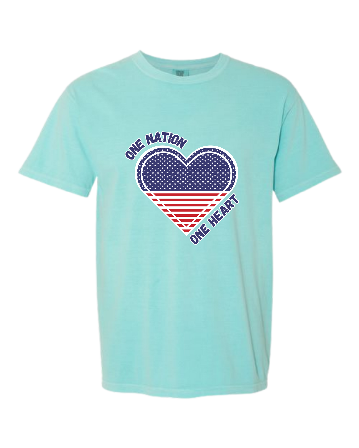 One Nation One Heart - Comfort Colors - Heavyweight Unisex Tee - Greens