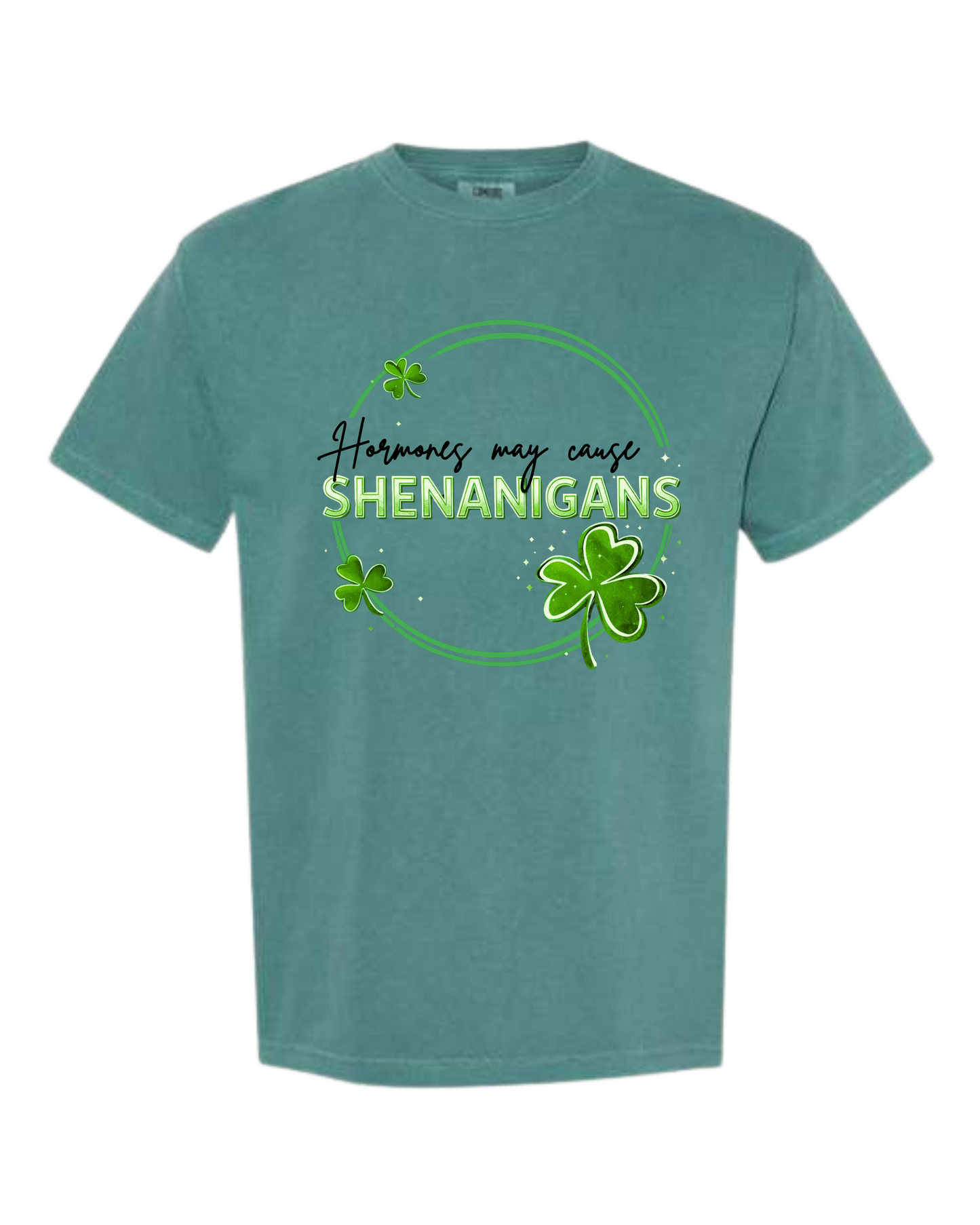 Hormones May Cause Shenanigans - Comfort Colors - Heavyweight Unisex Tee - Greens