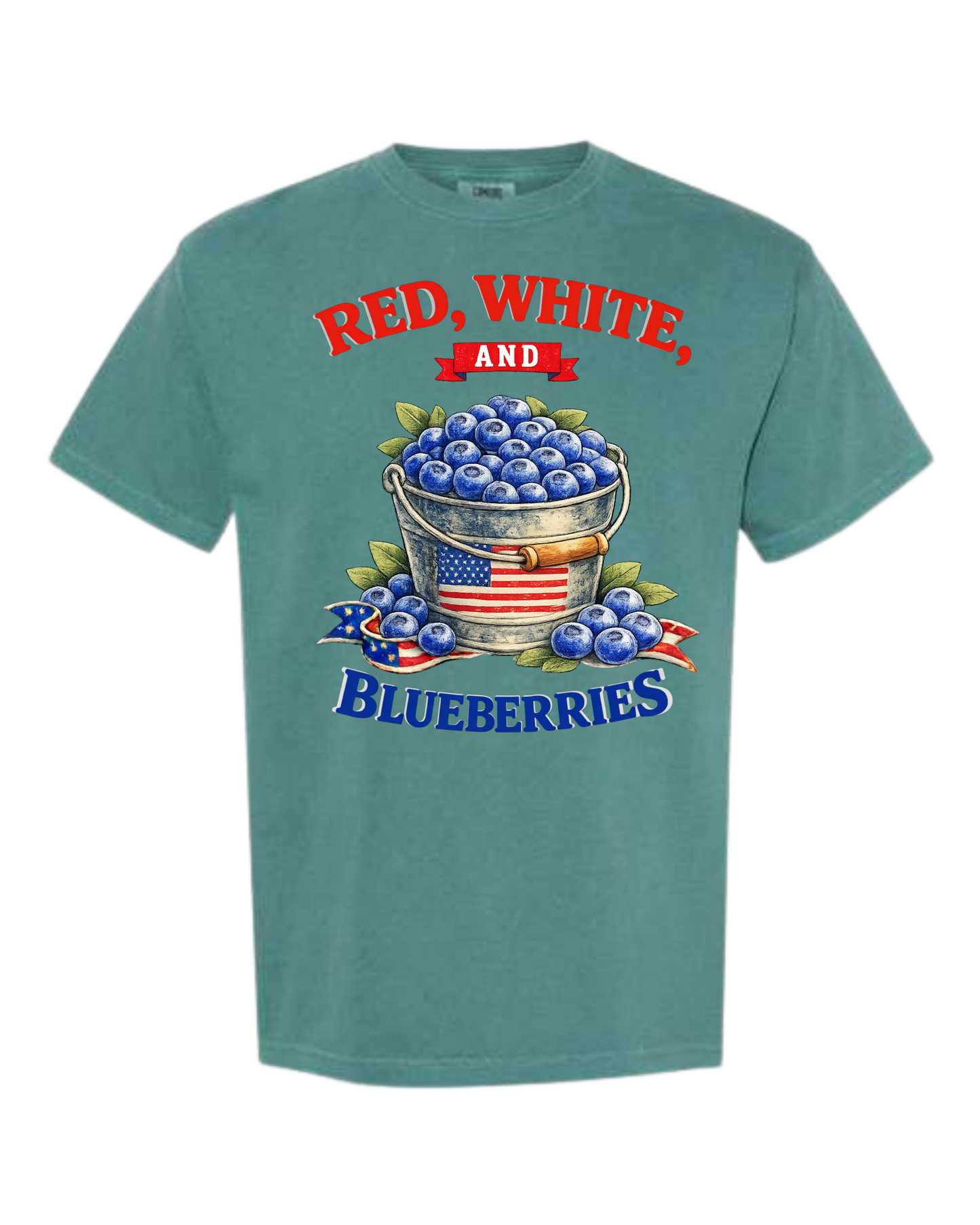 Red, White, And Blueberries - Comfort Colors - Heavyweight Unisex Tee - Greens
